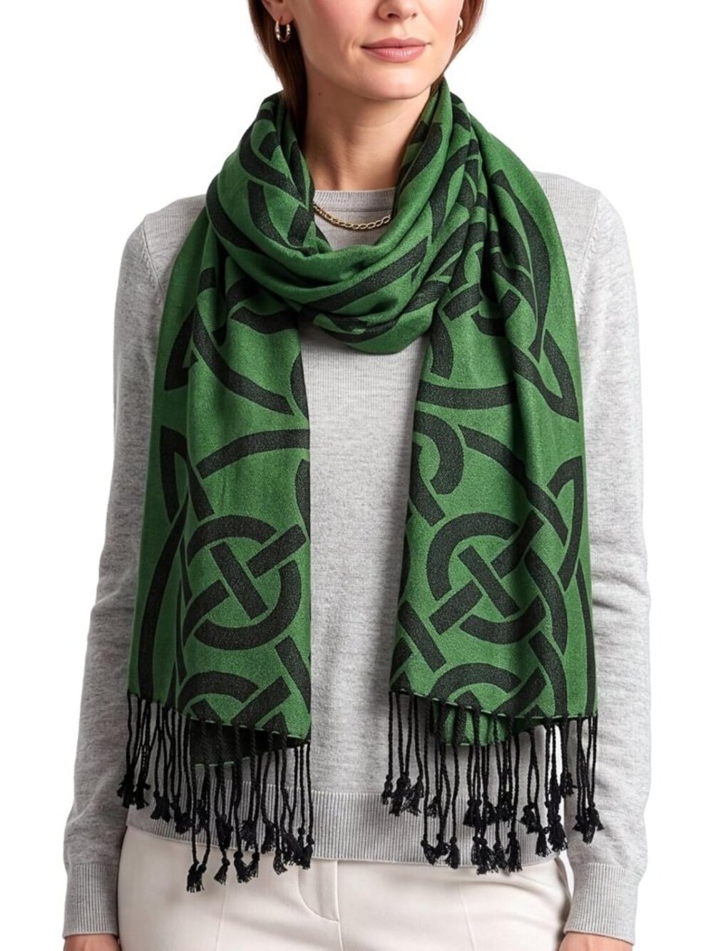 Lightweight Celtic Knot Pashmina Shawl Wrap | Soft Silky Irish Scarf for Women